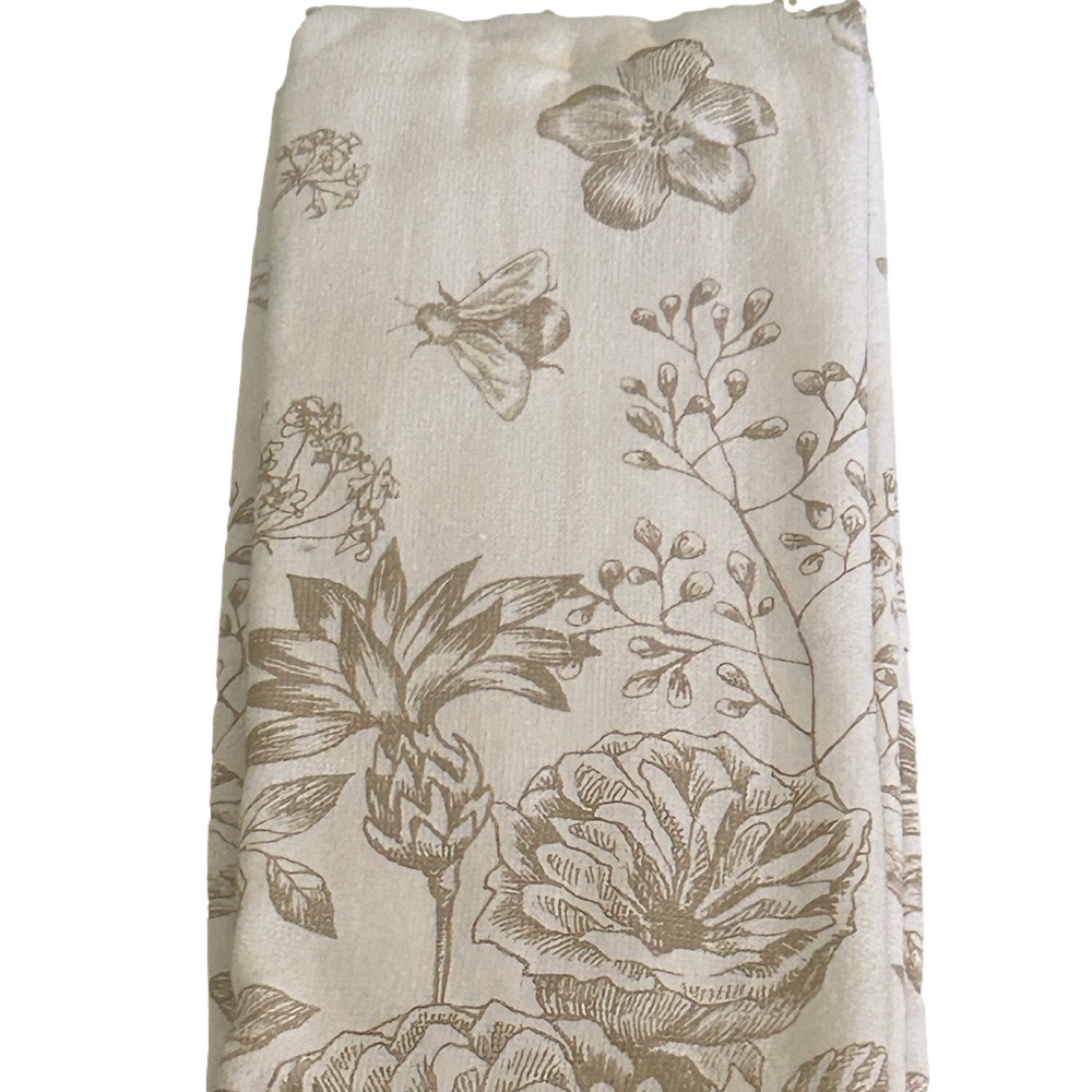 Bar Towel Set MRKT New York Khaki Tan + Soft White Cotton Soft Floral